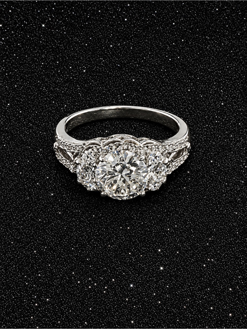 Silver-Tone diamond inspired Crystal Halo engagement cocktail ring size 9